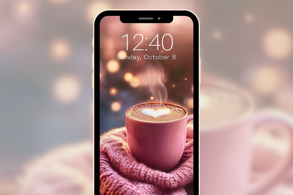 Cozy Coffee Latte Phone Wallpapers, a Wallpaper Graphic by Kalindiprints (Photo 3 of 6)