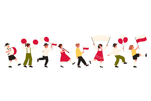 Children Parade Celebrating Poland, a Person Illustration by Flashvector