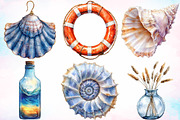 Watercolor Coastal Serenity Clipart, a Seasonal Illustration by Canvas Craft (Thumbnail 3 of 3)