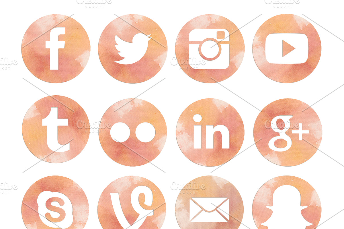Watercolor Social Media Icons Set, a Templates & Theme by Curly Hair Designs (Photo 5 of 5)