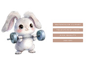Watercolor Cute Animals Workout, an Animal Illustration by SparkyDesignsUS (Thumbnail 7 of 9)