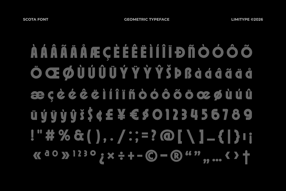 Scota - Bold Geometric Font, a Sans Serif Font by limitype (Photo 11 of 12)