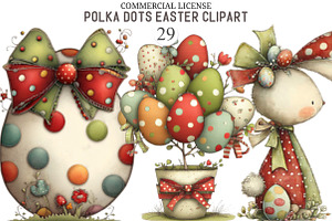 Whimsical Polka Dots Easter Clipart, an Illustration by designcity5