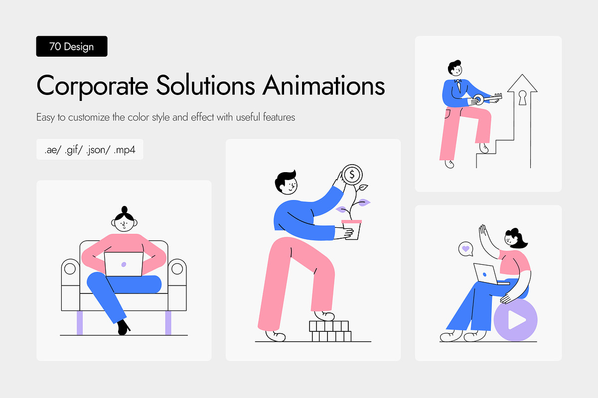 Animated Corporate Solutions Set, a Work Illustration by Creative Stall (Photo 1 of 4)