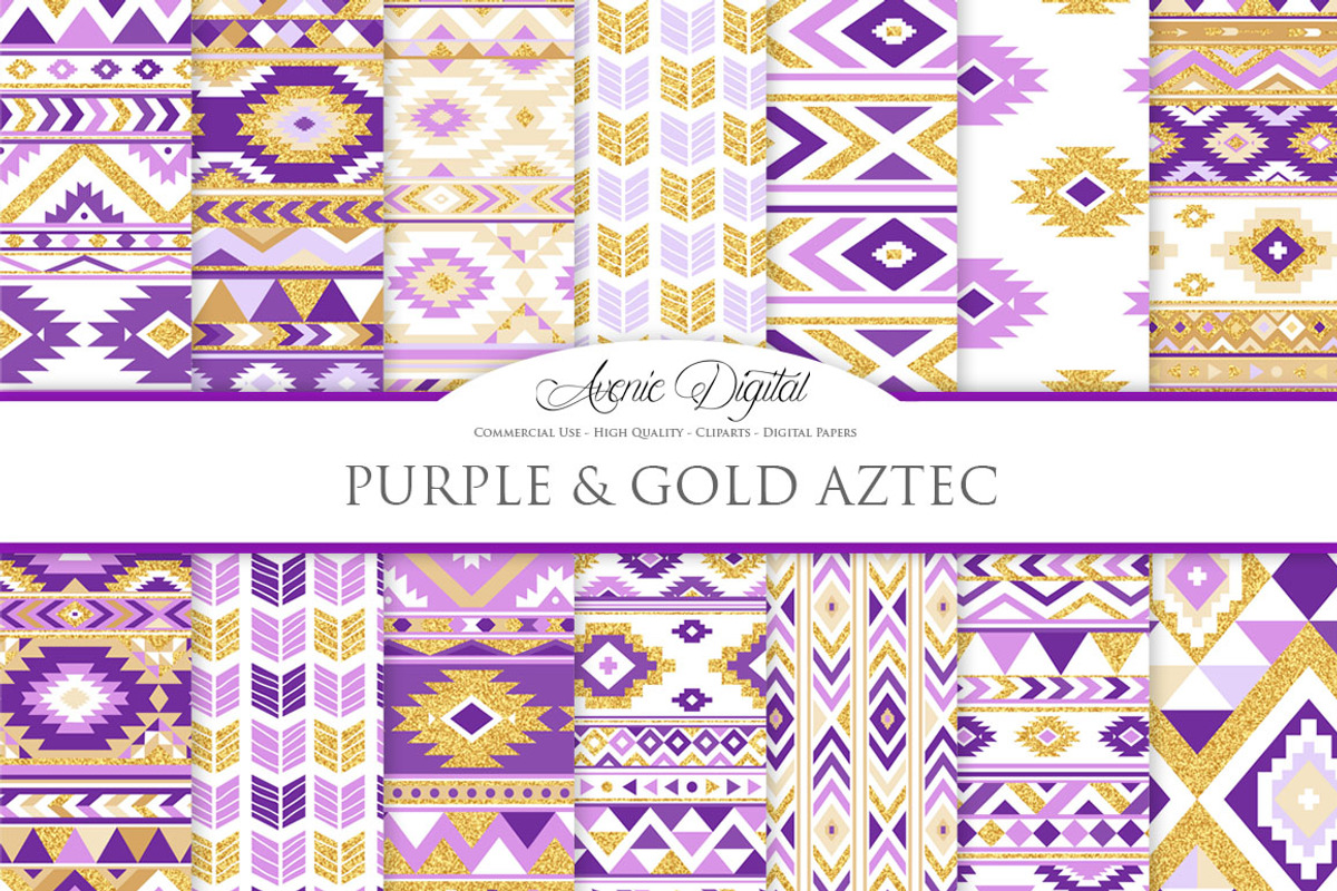 Purple & Gold Boho Seamless Pattern, a Pattern Graphic by Avenie Digital (Photo 1 of 4)