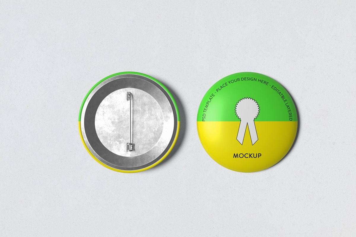 Realistic Pin Button Badge Mockup, a Bottom Mockup by Graphic Deal (Photo 2 of 8)