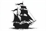 Vintage Sailing Ship Vector Pack, an Illustration by Creativeshirt (Thumbnail 2 of 9)