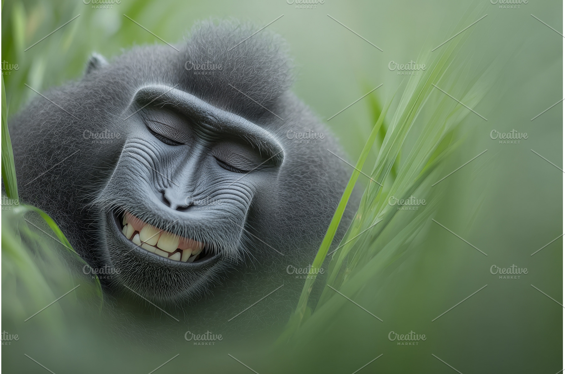 A macaque monkey is concealed within, an Animal Photo by ZinetroN