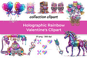 Holographic Rainbow Valentine's Set, a Seasonal Illustration by InkyQueenArt (Thumbnail 1 of 7)