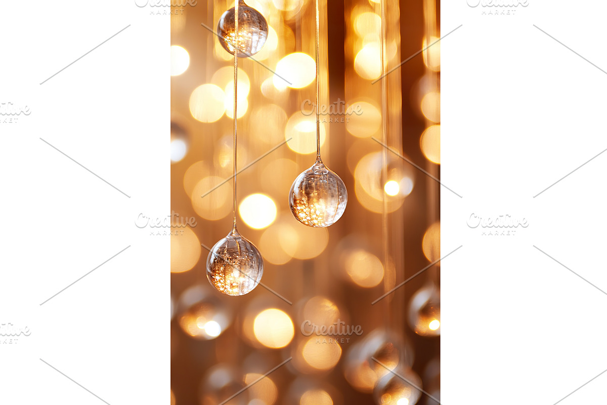 Elegant glass orbs hanging with warm, an Illustration by Lermont51