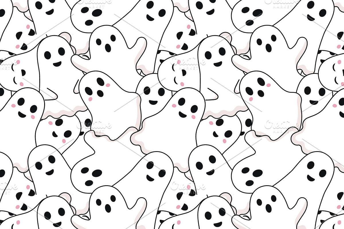 Cute Halloween ghost pattern, a Pattern Graphic by Yayasya (Photo 3 of 3)