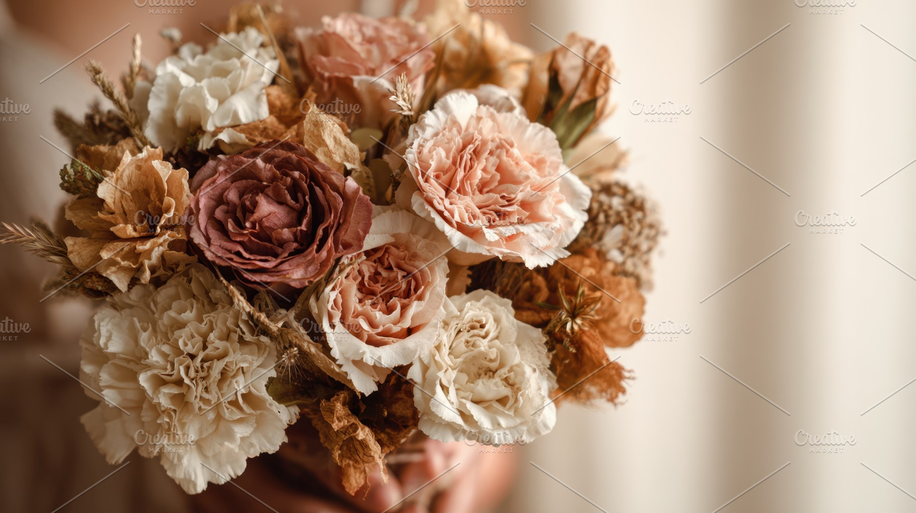 Beautiful bouquet of dried flowers, a Photo by Beautiful things
