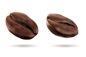 3D Coffee Beans Set Isolated On