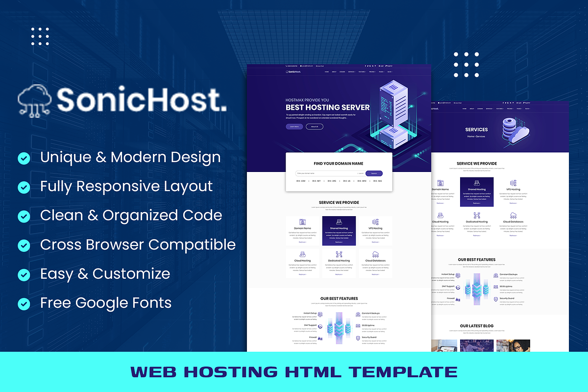 SonicHost-Web Hosting HTML Template, a HTML Template by THESOFTKING (Photo 1 of 3)