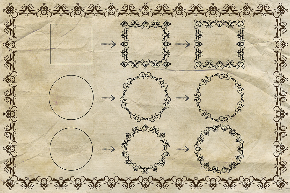 Vintage Border Frames Brushes Pack preview 2