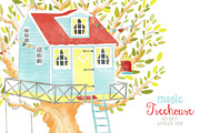 Treehouse watercolor clipart png, a Decorative Illustration by Magic Story Studio (Thumbnail 2 of 3)