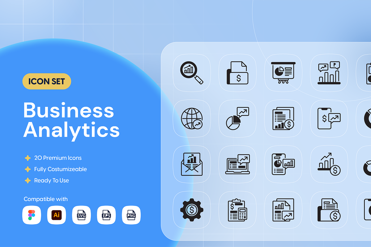 Business Analytics Icon Set, an Outline Icon by Nathaya Studio (Photo 1 of 2)