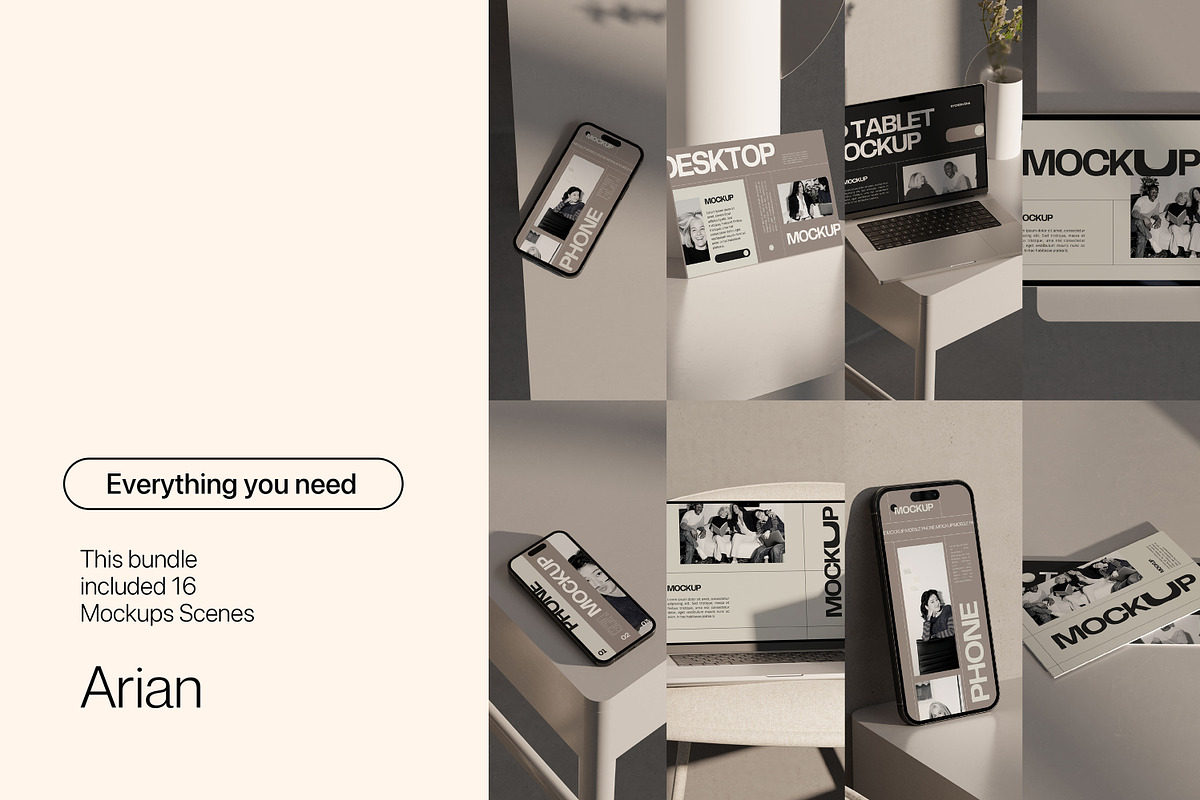 Arian - Minimal Mockup Bundle, a Device Mockup by Creavora (Photo 5 of 8)