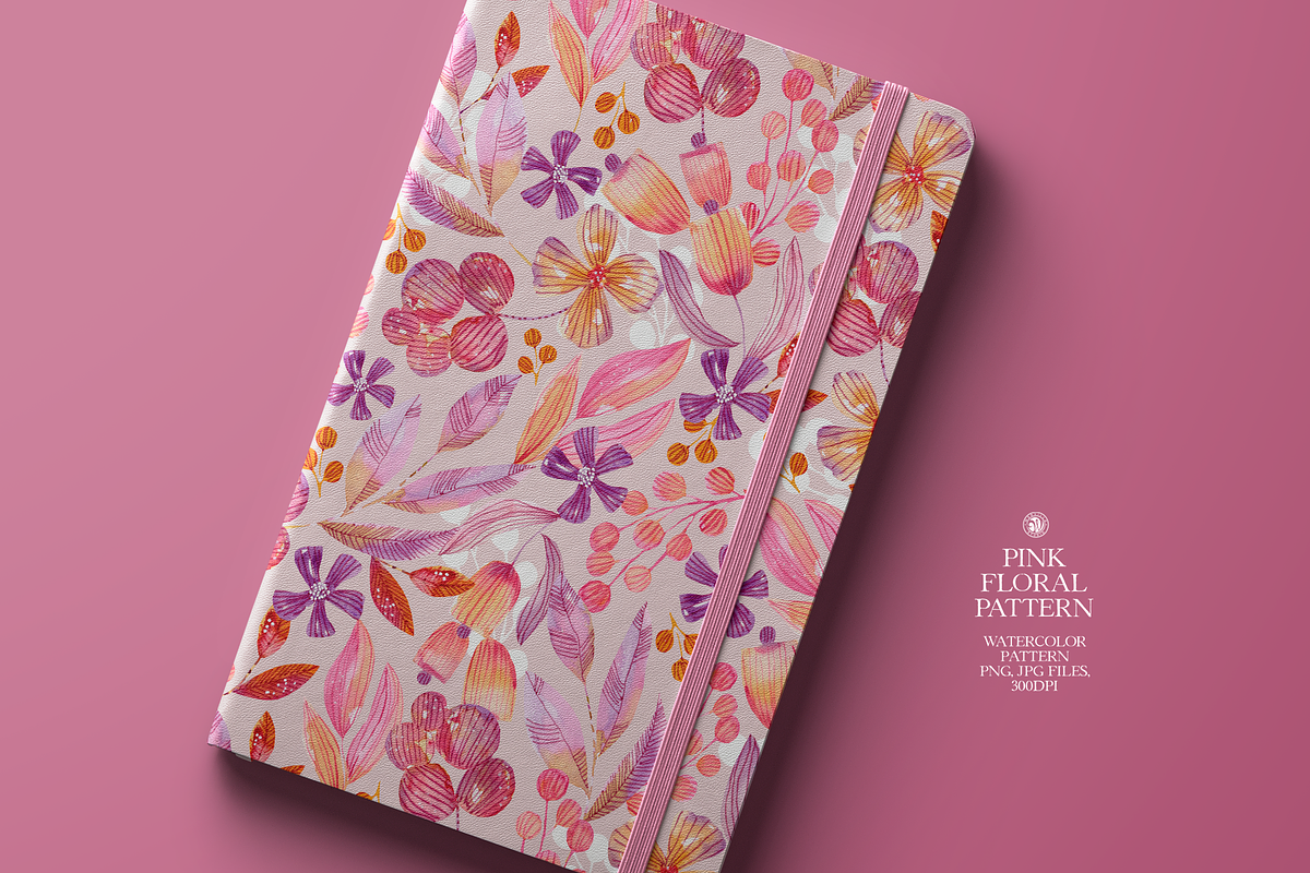 Pink Floral Watercolor Pattern, a Pattern Graphic by Webvilla Studio (Photo 4 of 5)