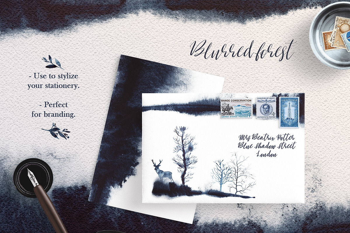 Watercolor Blurred Forest Clipart, an Animal Illustration by ArtCreationsDesign (Photo 2 of 5)