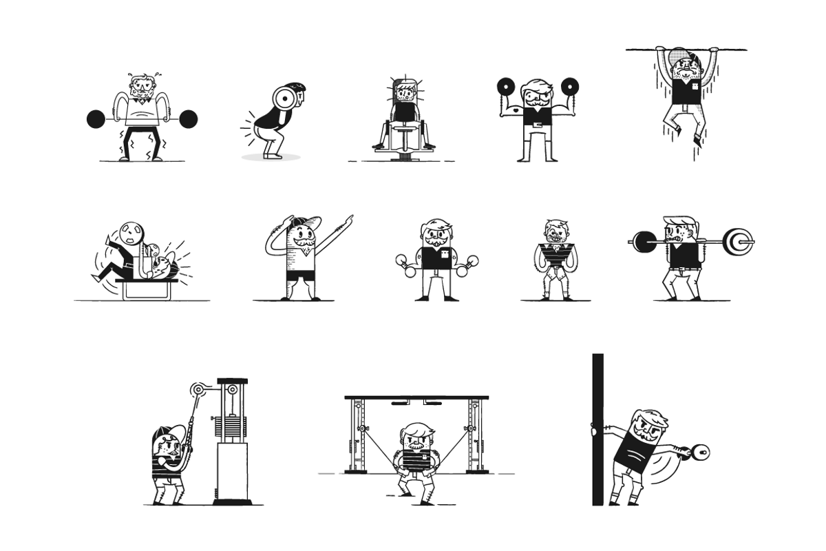 Retro Workout Illustration Bundle, a Graphic by Nick Brito (Photo 2 of 2)