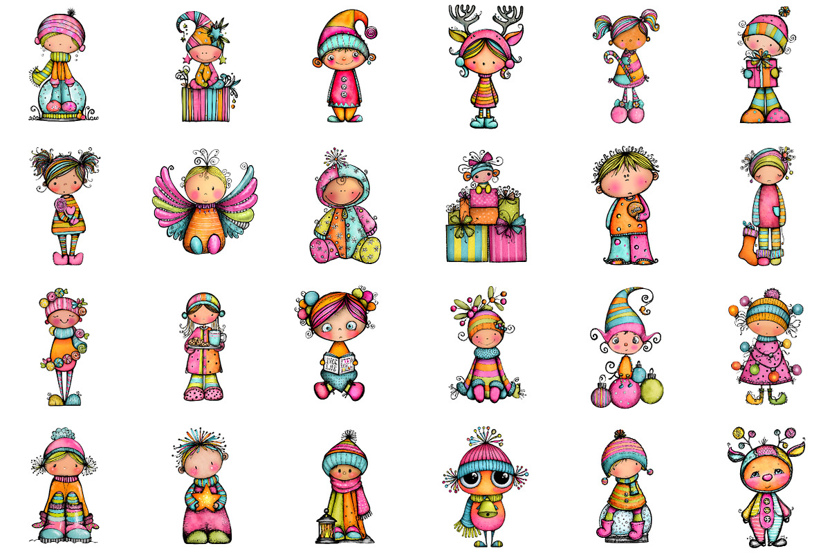 Whimsical Christmas Baby Kid Clipart, an Illustration by Sublimation Artist (Photo 2 of 6)