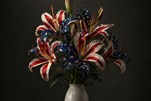 bouquet of lilies with the US flag, generative AI, a Photo by Nito