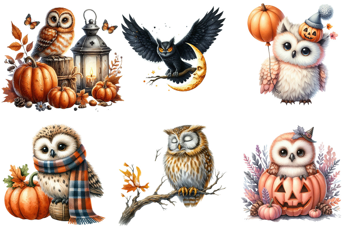 Fall Owl Halloween Owl Clipart, an Illustration by DreamArtGraphic (Photo 4 of 4)