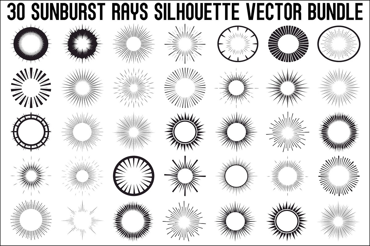 Sunburst Rays Vector Bundle Bundle, an Illustration by yasushie (Photo 1 of 31)