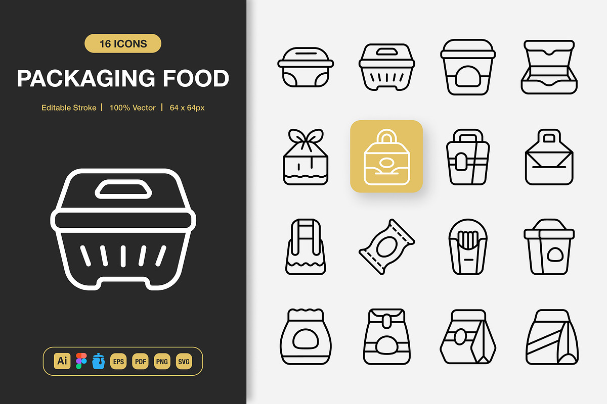 Packaging Food Icons, an Icon by Spacepixel Creative