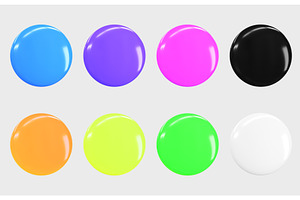 3D Button Icons Set. Realistic