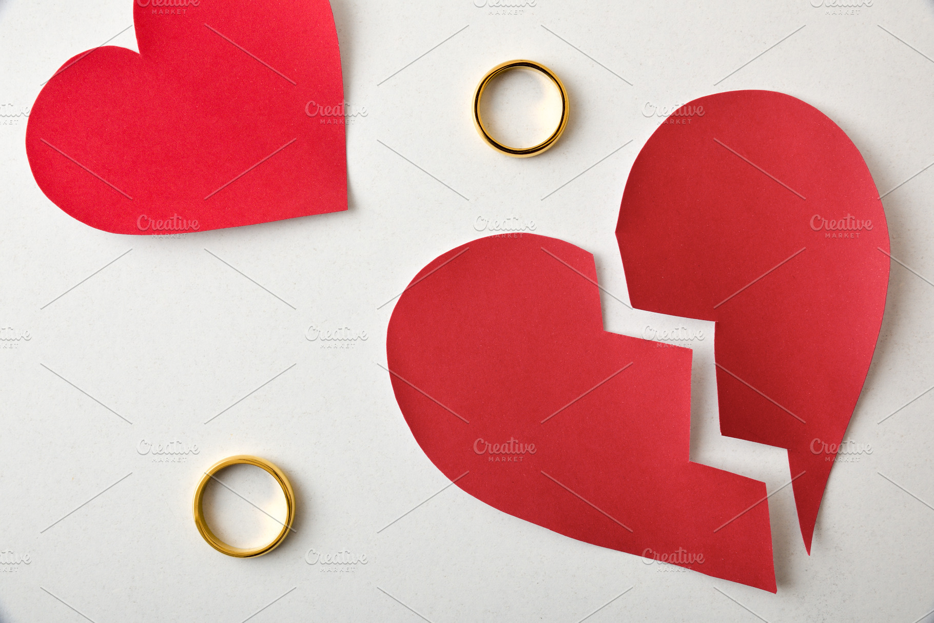 Broken Heart and Separated Gold Rings, an Abstract Photo by Davizro's Market