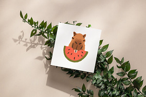 Cute, Funny Capybaras Animals Set