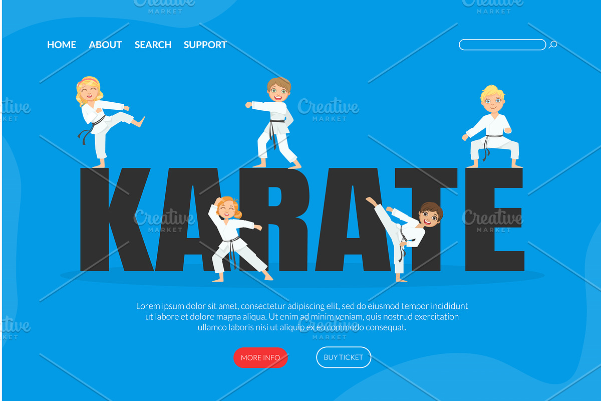 Karate Landing Page Template, Cute, a Sport Illustration by TopVectors