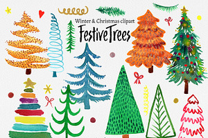 Festive Christmas Trees clipart