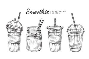 Vector set of smoothie icons in, a Food Illustration by Sabelskaya