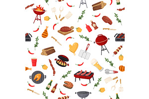 Barbecue seamless pattern. Picnic, a Food Illustration by Vectorbuum