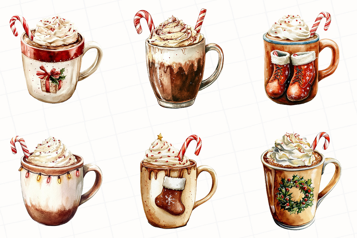 Watercolor Hot Cocoa Clipart, an Illustration by OK Design (Photo 2 of 5)