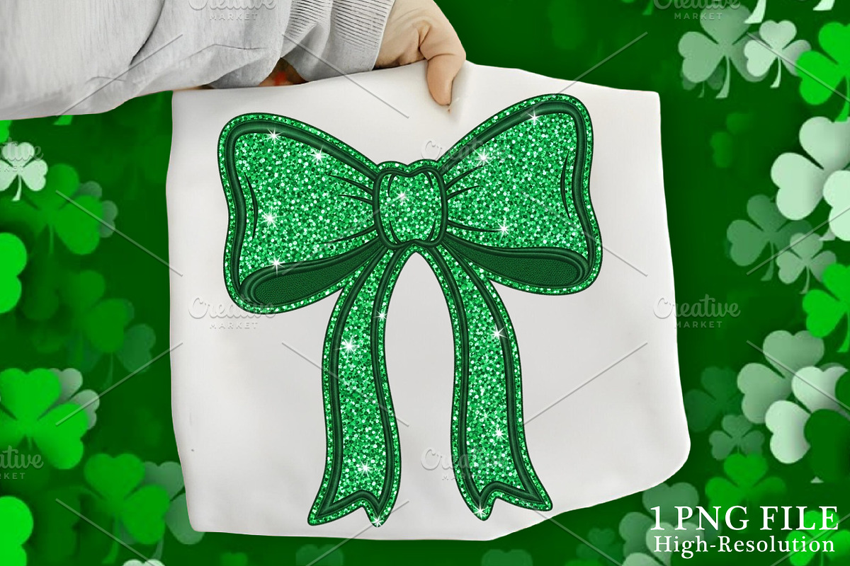 St. Patrick’s Day Glitter Bow PNG, an Illustration by Canvas Craft (Photo 1 of 4)