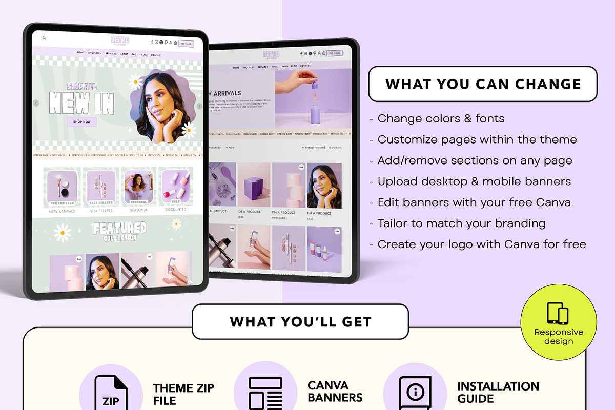 Retro Sage Green Shopify Theme, a Shopify Template by Template Twist Shop (Photo 4 of 8)