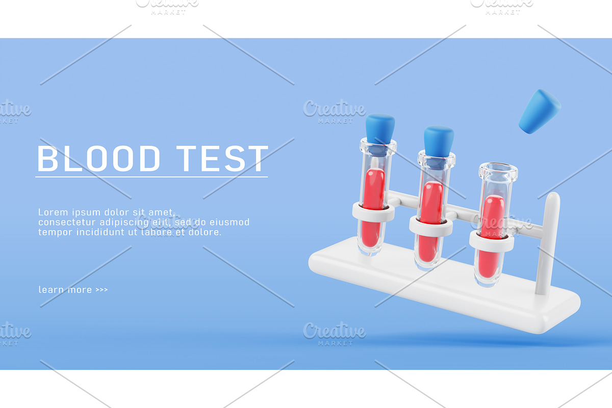 3d blood test banner. Medical lab, a Healthcare Illustration by Marozhkastudio