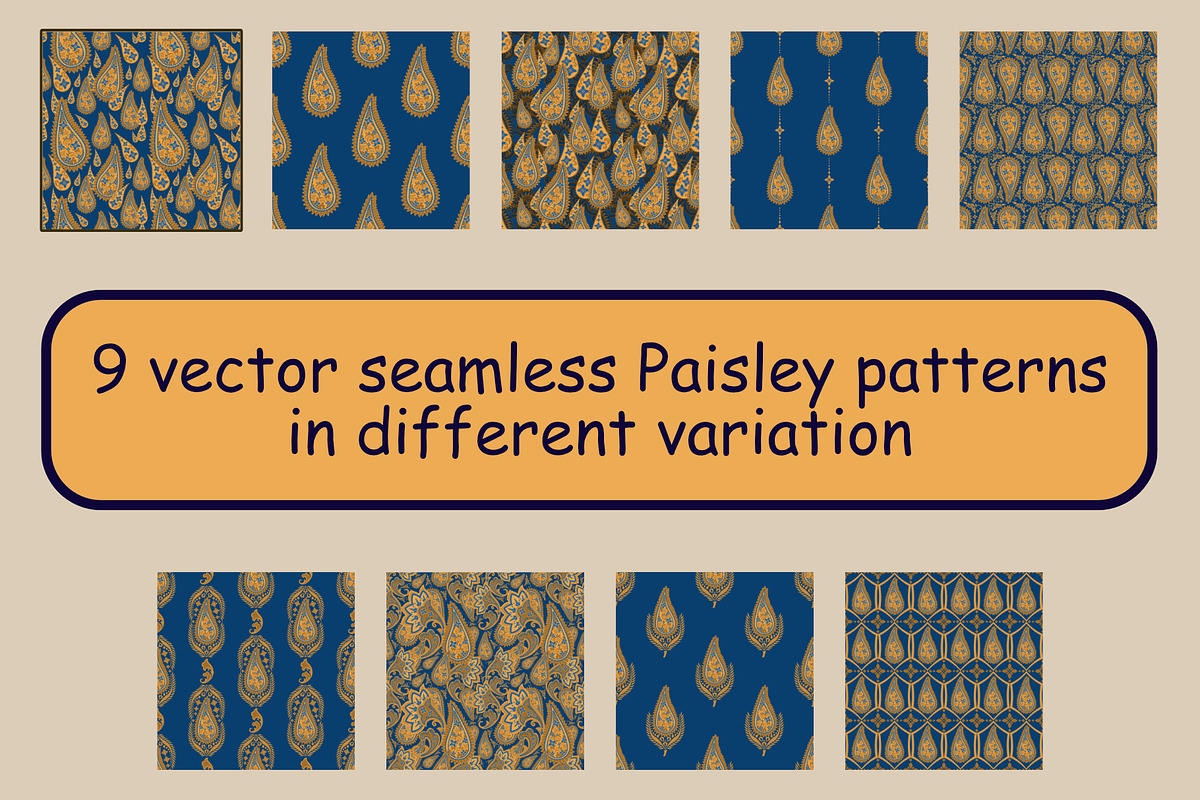 Navy Indian Paisley patterns, a Pattern Graphic by ThaiByGaew (Photo 2 of 3)