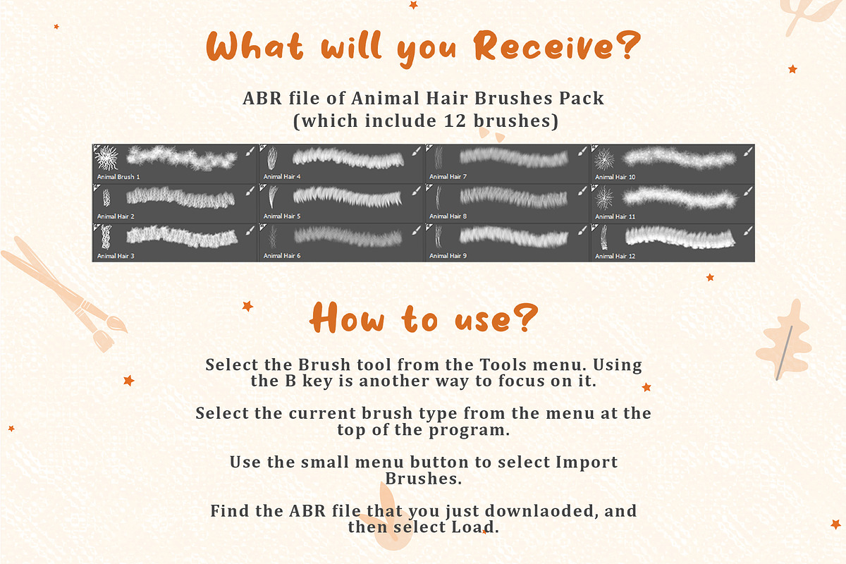 Animal Hair Brushes, a Brush Add-On by Velo Graphic Studio (Photo 6 of 7)