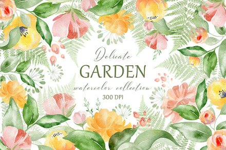 FLOWER GARDEN watercolor flower set
