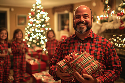 Family Near the Christmas Tree, a Holiday Photo by Andy Dean Photography