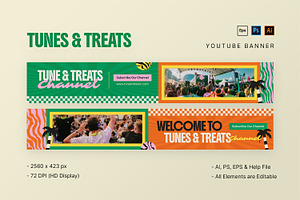 Tunes & Treats - Youtube Banner, a Social Media Template by StreaksideStd