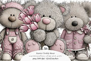 Whimsical easter teddy bear clipart, an Illustration by SinaCreation (Thumbnail 1 of 11)