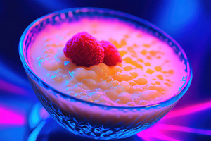 Vibrant bowl of tapioca pudding topp, a Photo by Iftikhar Alam