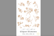 Boho Floral Clip Art Pink Brown, an Object Graphic by Mieken Petra Designs (Thumbnail 3 of 3)