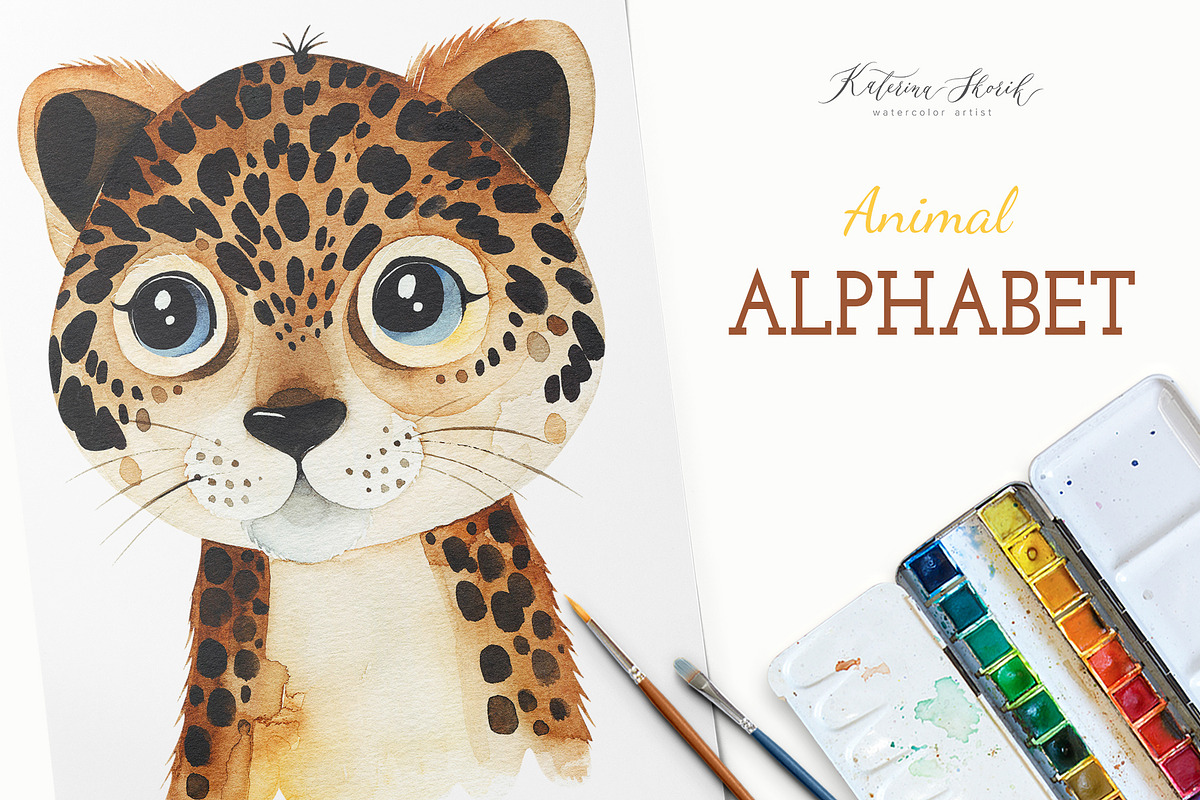 Watercolor Animal Alphabet. A to Z, an Object Graphic by Kate_Rina (Photo 4 of 5)
